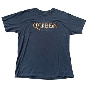 Queen Band T Shirt XL Black Anvil 2005 Logo Crest Graphic Rock Tee Vintage